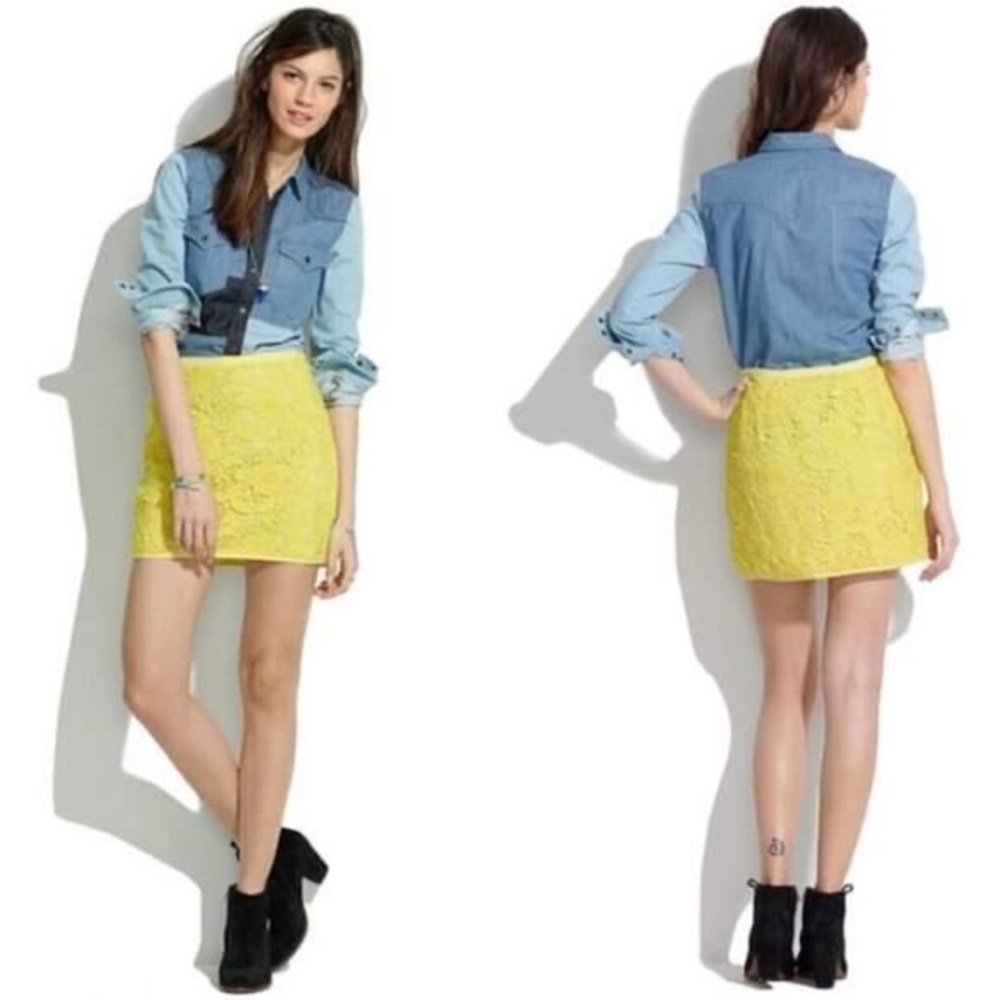 Madewell Meadow Lace Yellow Mini Skirt